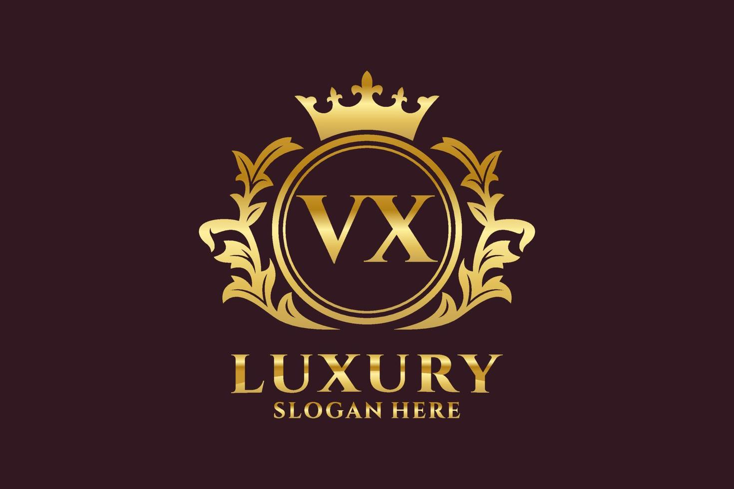 modèle initial de logo de luxe royal de lettre vx dans l'art vectoriel pour des projets de marque luxueux et d'autres illustrations vectorielles.