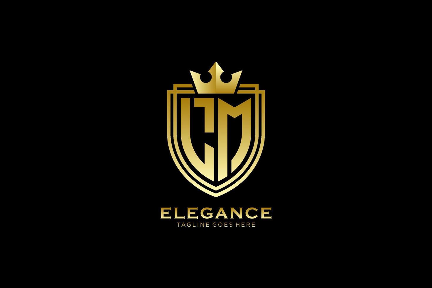 logo monogramme de luxe élégant initial lm ou modèle de badge avec volutes et couronne royale - parfait pour les projets de marque de luxe vecteur