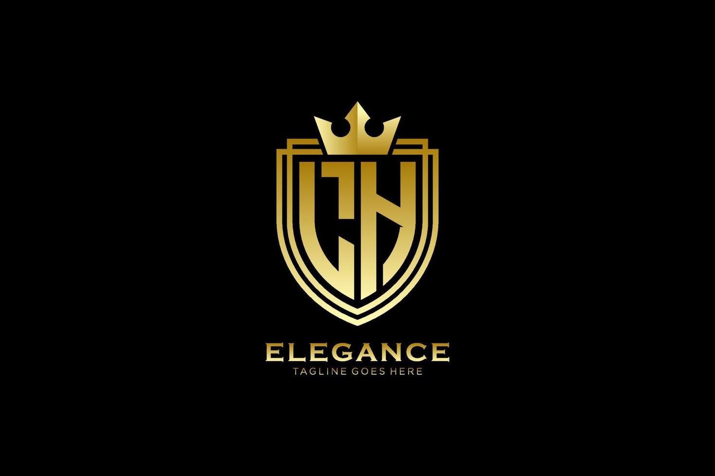 logo monogramme de luxe élégant initial lh ou modèle de badge avec volutes et couronne royale - parfait pour les projets de marque de luxe vecteur