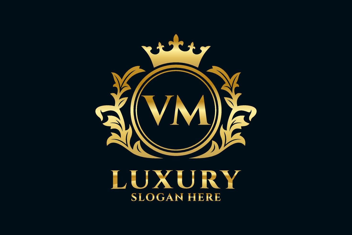 modèle de logo de luxe royal lettre initiale vm dans l'art vectoriel pour les projets de marque luxueux et autres illustrations vectorielles.