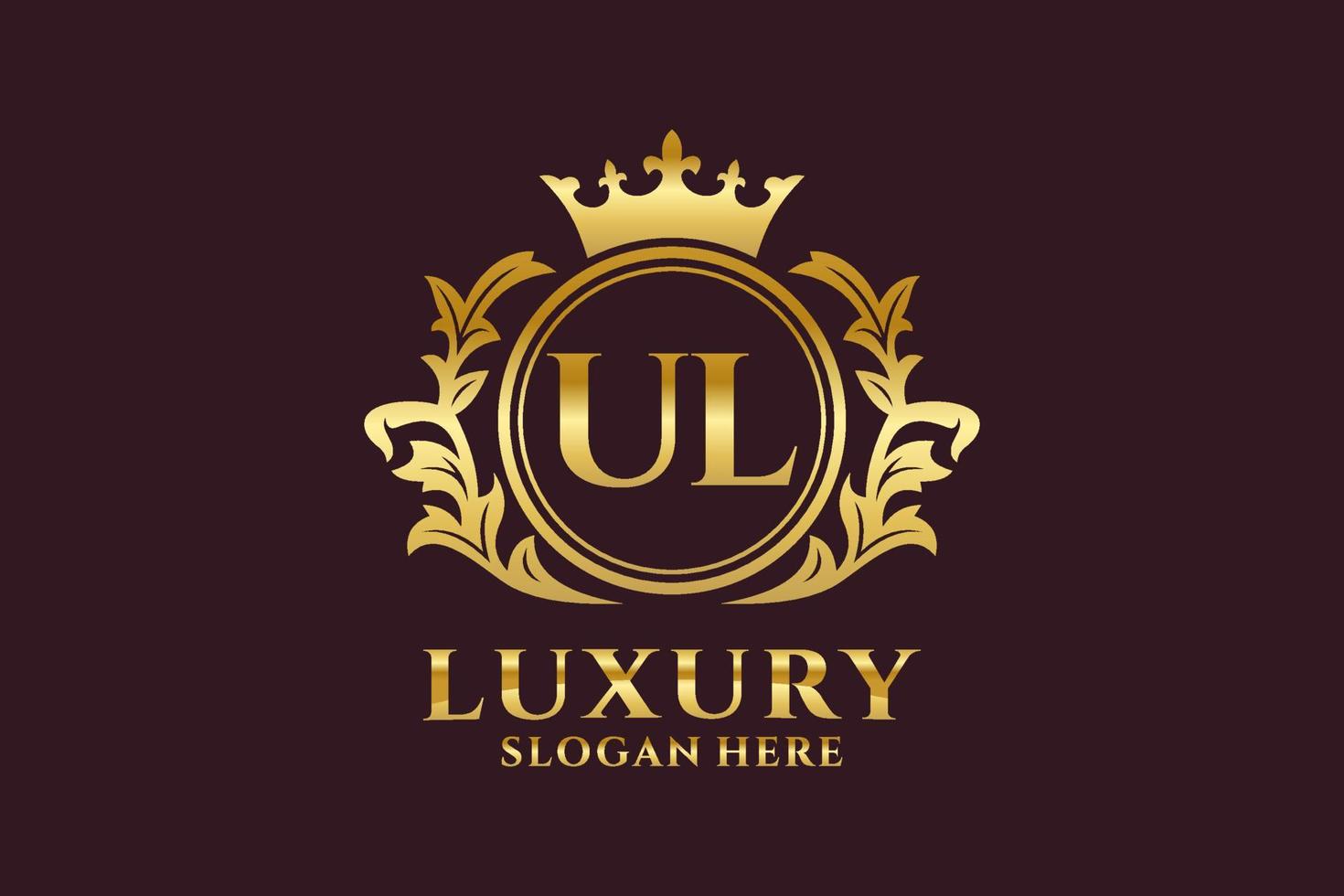 modèle de logo de luxe royal lettre initiale ul dans l'art vectoriel pour les projets de marque de luxe et autres illustrations vectorielles.