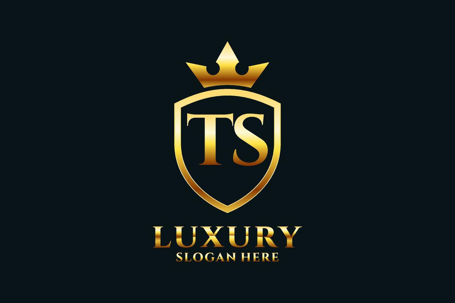 logo monogramme de luxe élégant initial ts ou modèle de badge avec volutes et couronne royale - parfait pour les projets de marque de luxe vecteur