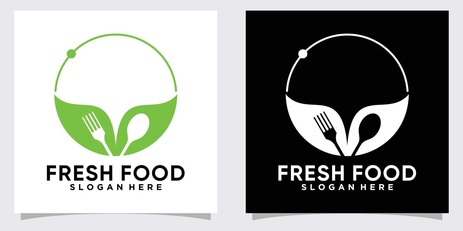 création de logo de nourriture fraîche avec style et concept créatif vecteur