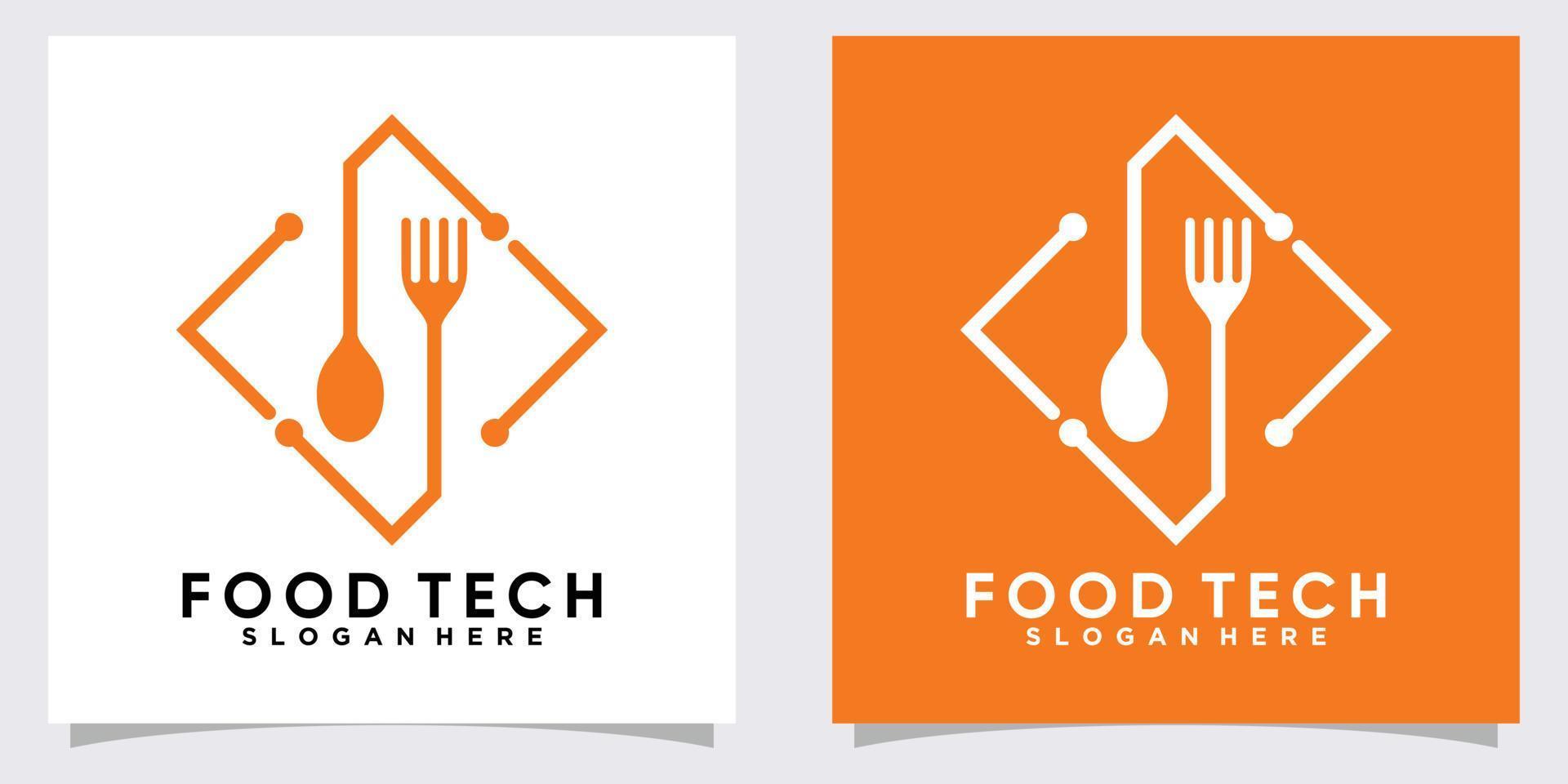 création de logo de technologie alimentaire avec style et concept créatif vecteur