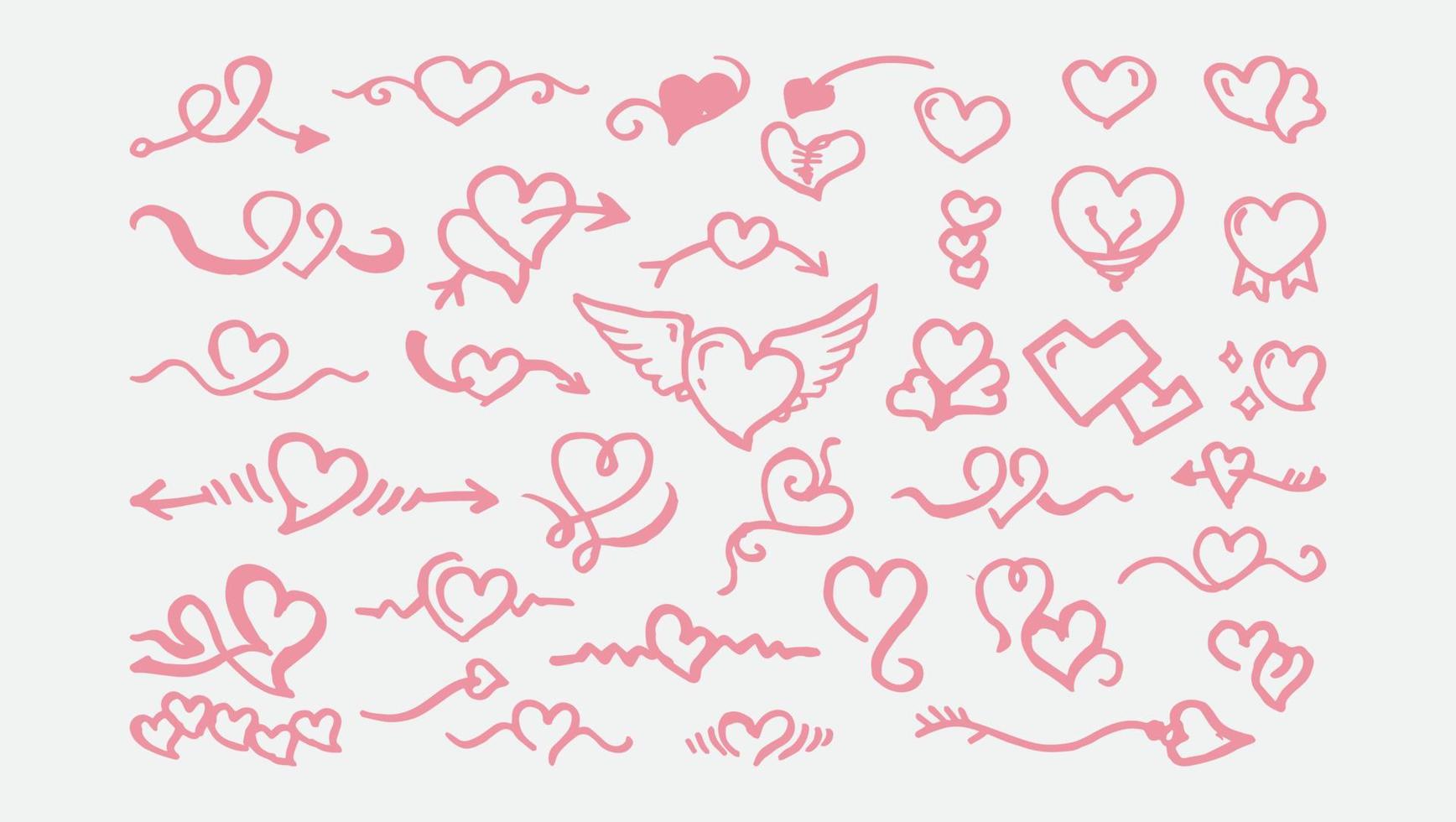 ensemble de collection de vecteur d'amour doodle mignon