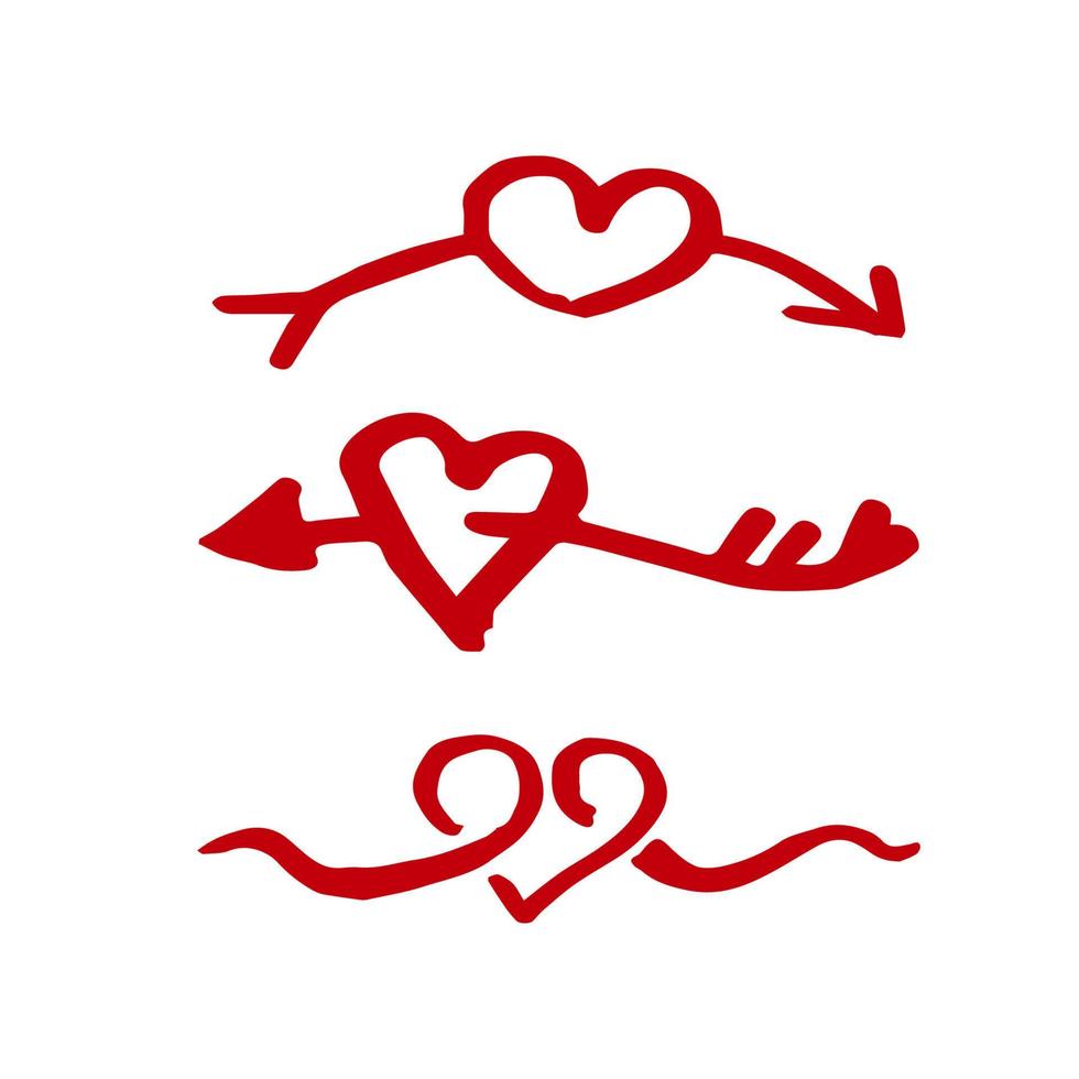 amour doodle dessiné à la main tourbillonne vecteur d'élément de décor de flèches