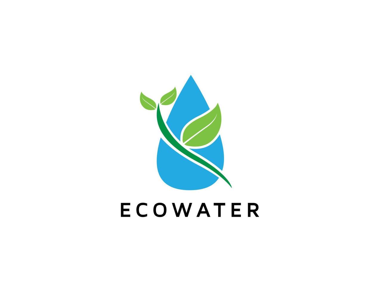 logo eco water avec illustration de conception de feuille vecteur