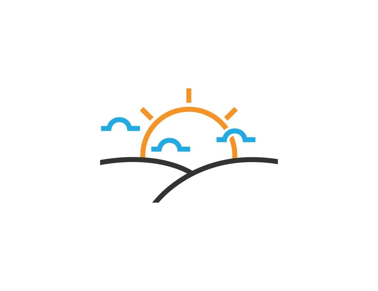 illustration de conception de logo paysage coucher de soleil vecteur