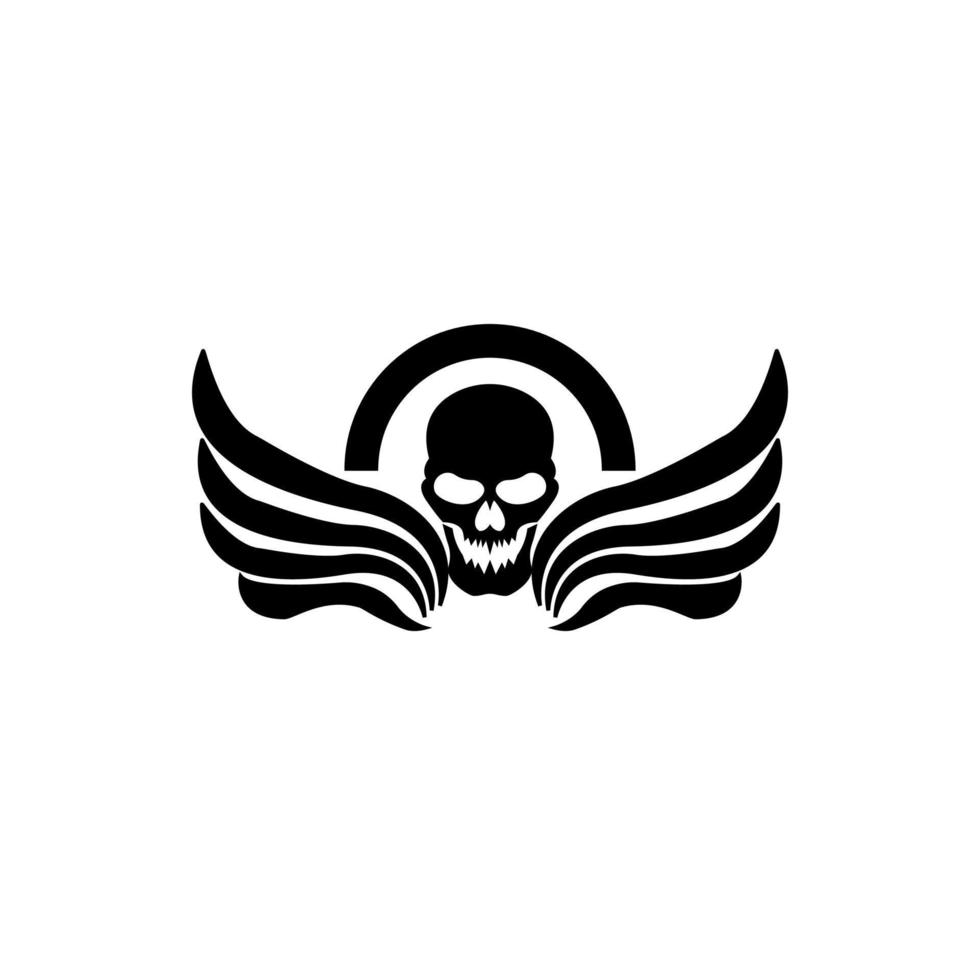 tête de mort noire avec logo icône ailes vecteur