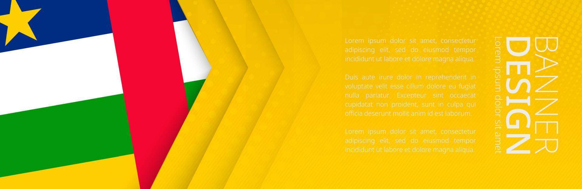 modèle de bannière avec le drapeau de la république centrafricaine pour la publicité de voyages, d'affaires et autres. vecteur