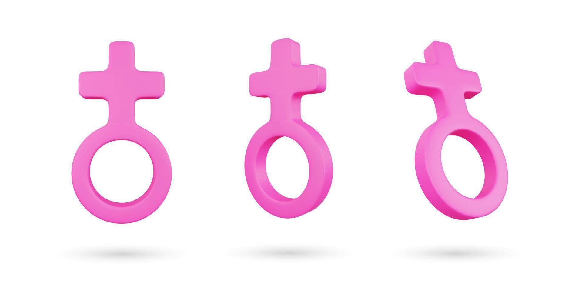 illustration vectorielle de signe de sexe féminin 3d réaliste vecteur