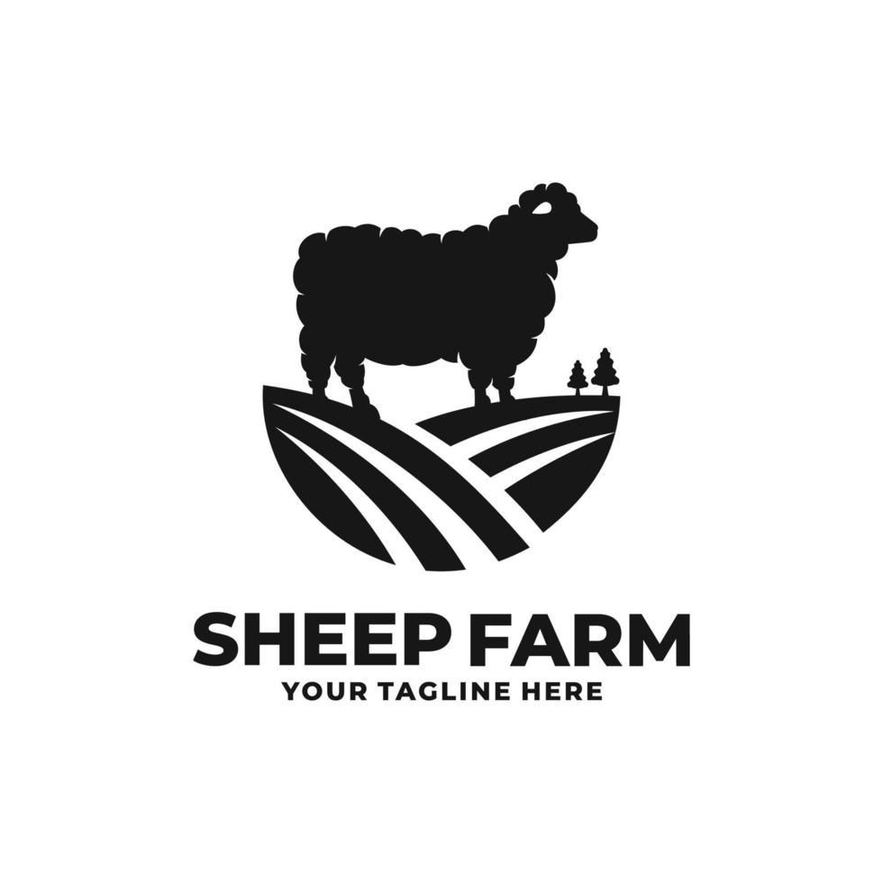 vecteur de logo de ferme de moutons