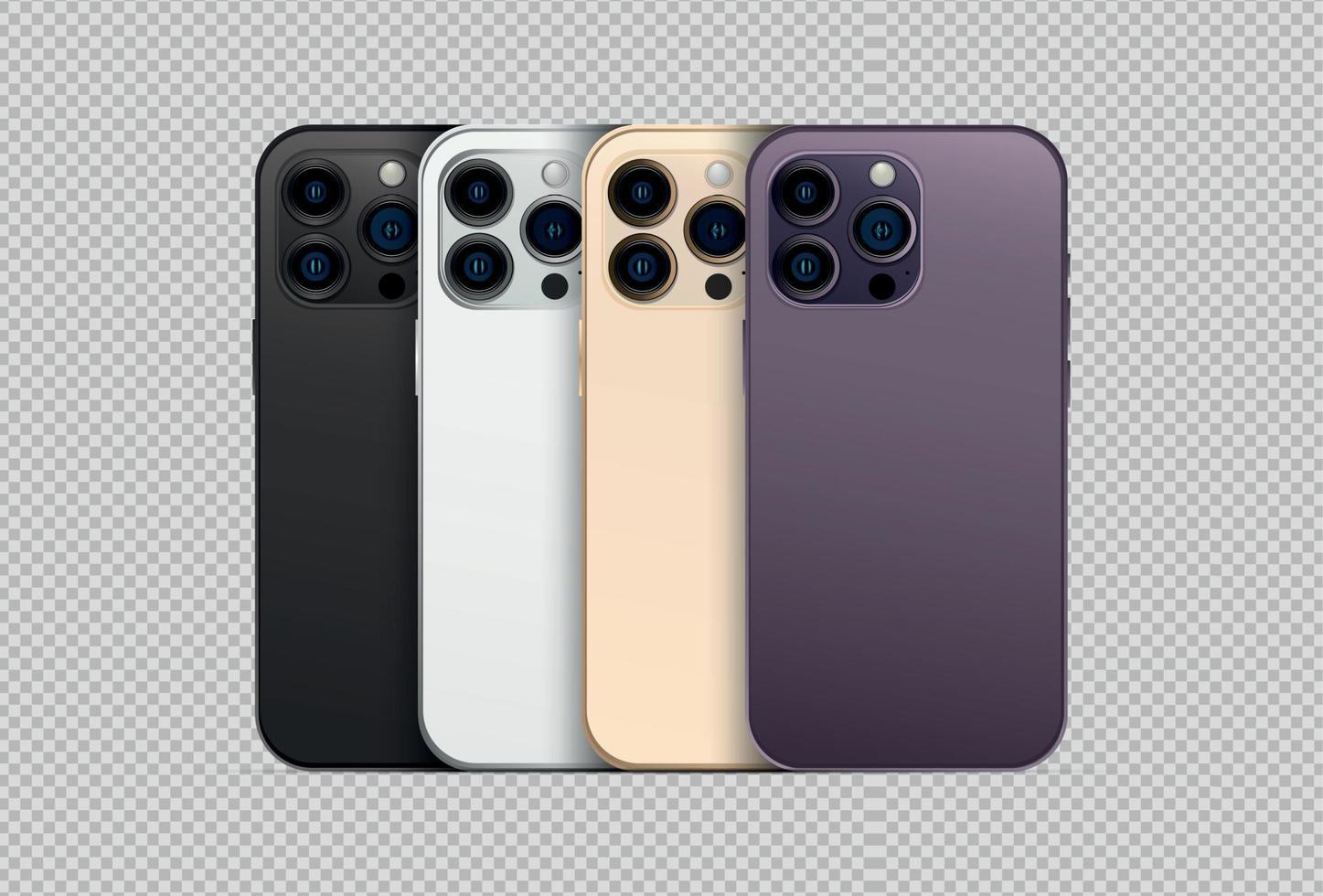 maquette 4 téléphones smartphones modernes de différentes couleurs - vecteur