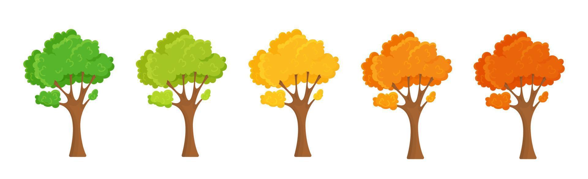 conception d'éléments vectoriels d'arbres avec un design moderne, simple et tendance. illustration vectorielle d'un ensemble d'arbres d'automne. vecteur