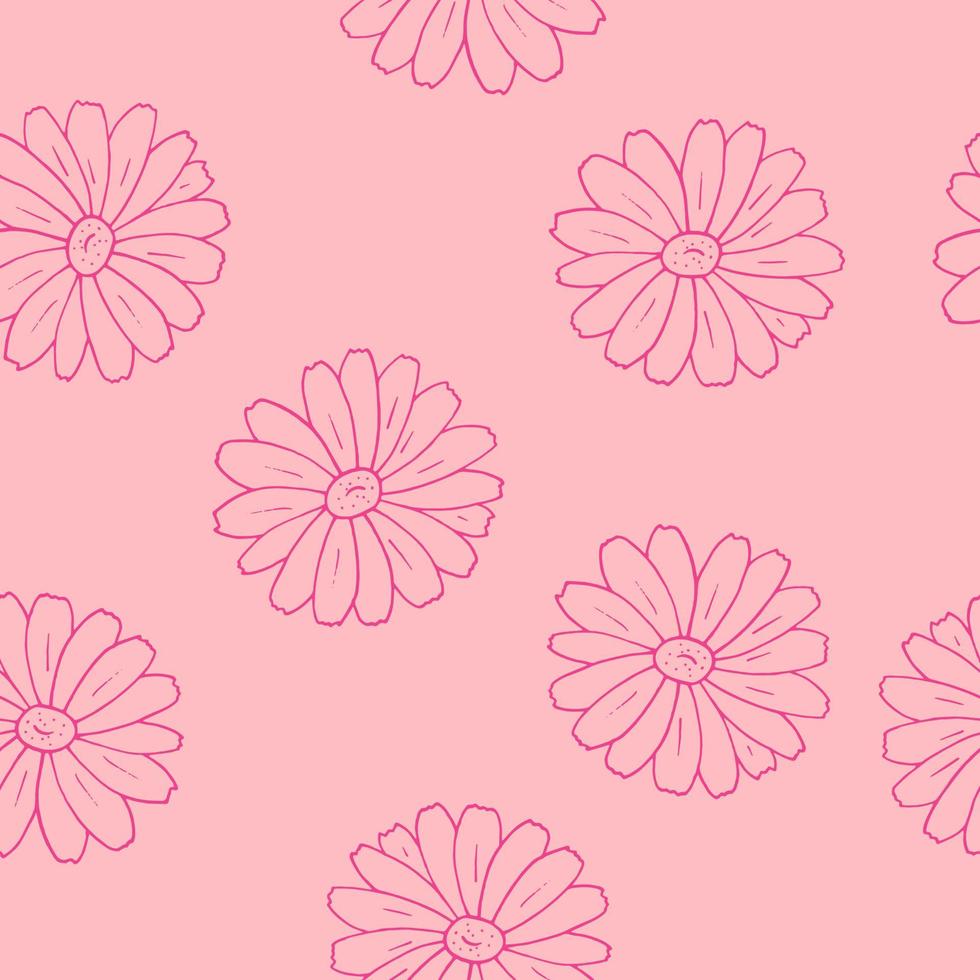 fleurs modèle sans couture dessinés à la main dans un style doodle. fond de camomille pour papier peint, textile, papier d'emballage, papier numérique vecteur