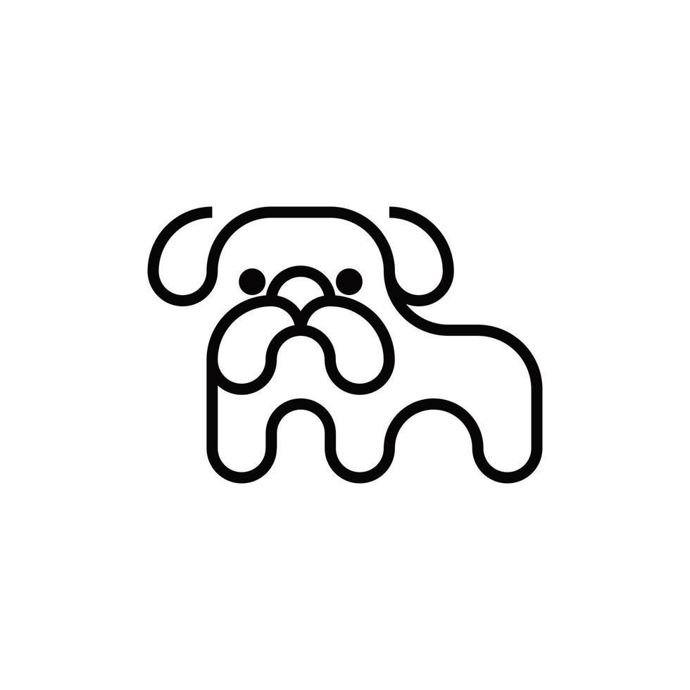 bouledogue animal ligne simple logo moderne vecteur