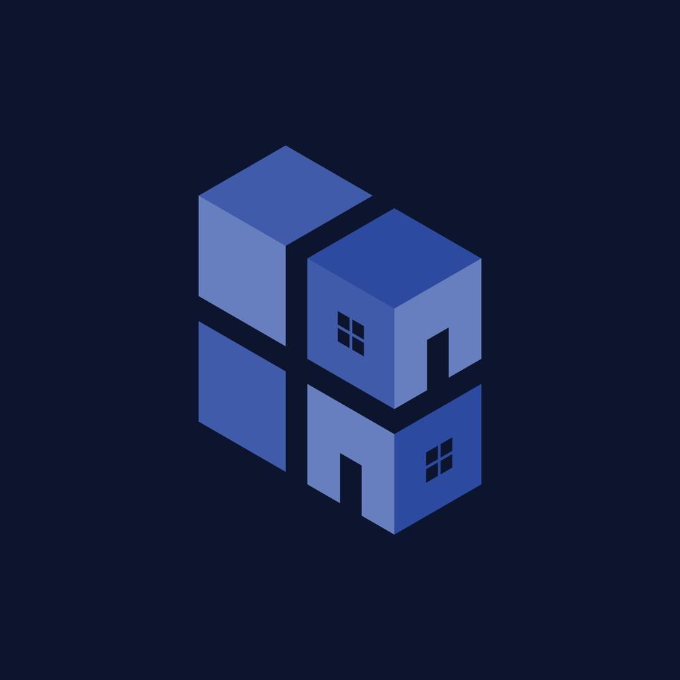cube de bloc de maison logo créatif moderne vecteur