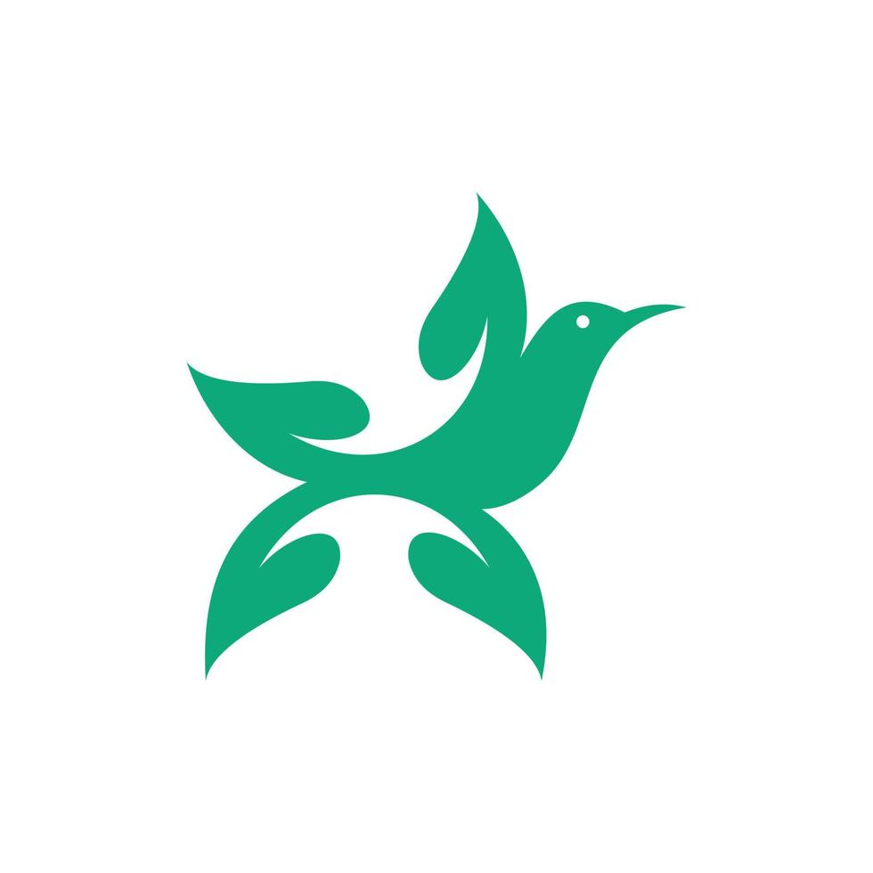 oiseau feuille nature écologie logo créatif vecteur