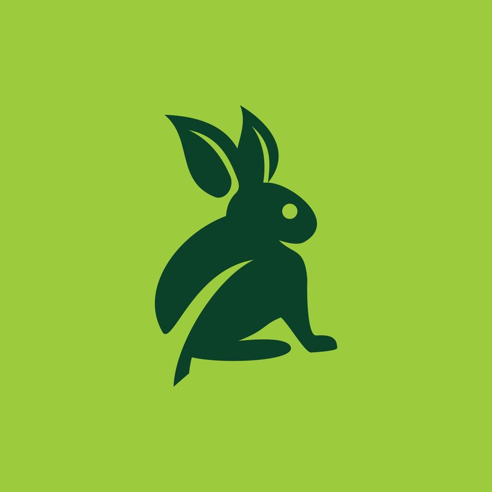 lapin feuille nature silhouette simple logo vecteur