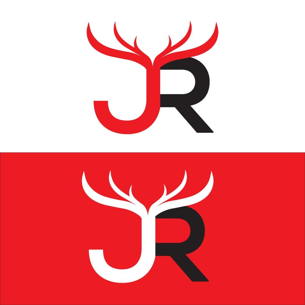 création de logo jr, bois, logo de corne de cerf vecteur