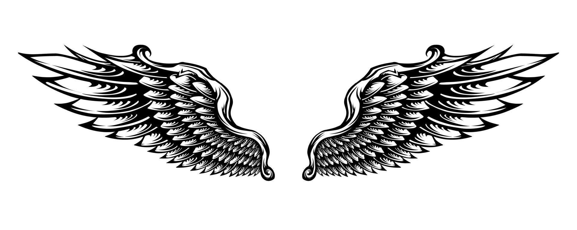 illustration de tatouage d'ailes d'ange tribal vecteur