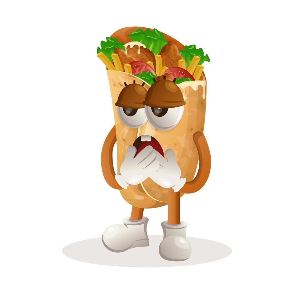 adorable mascotte de burrito avec une expression ennuyée vecteur