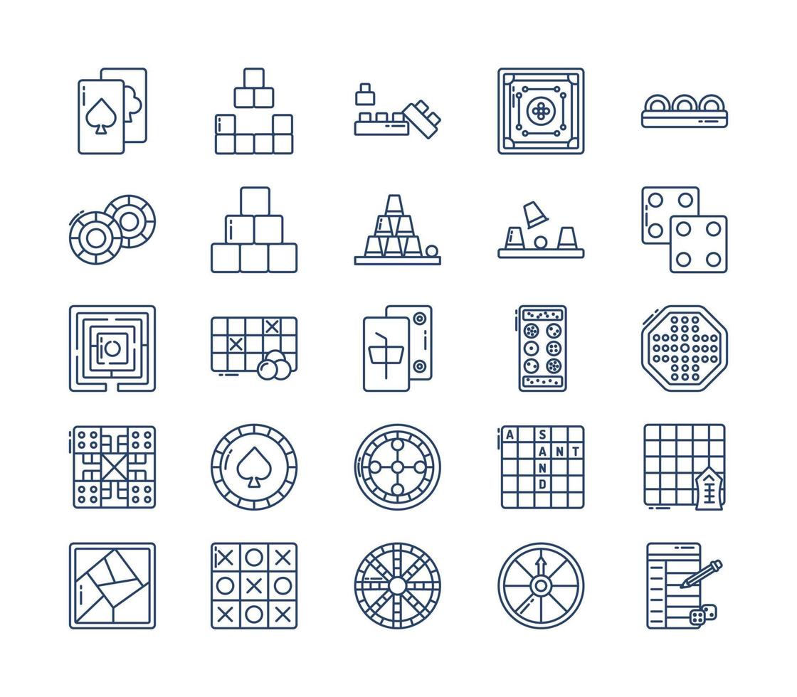 jeu d'icônes de jeux de table et de société vecteur