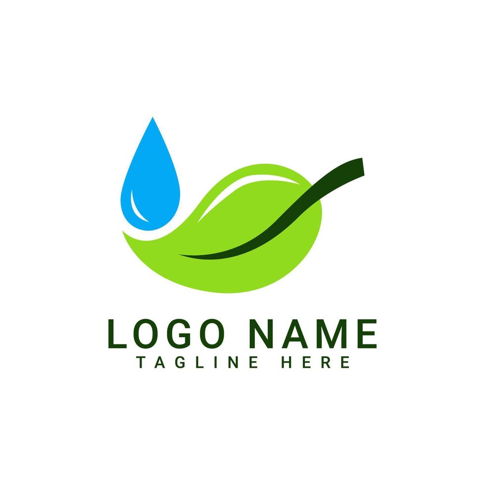 création de logo simple feuille et goutte d'eau vecteur