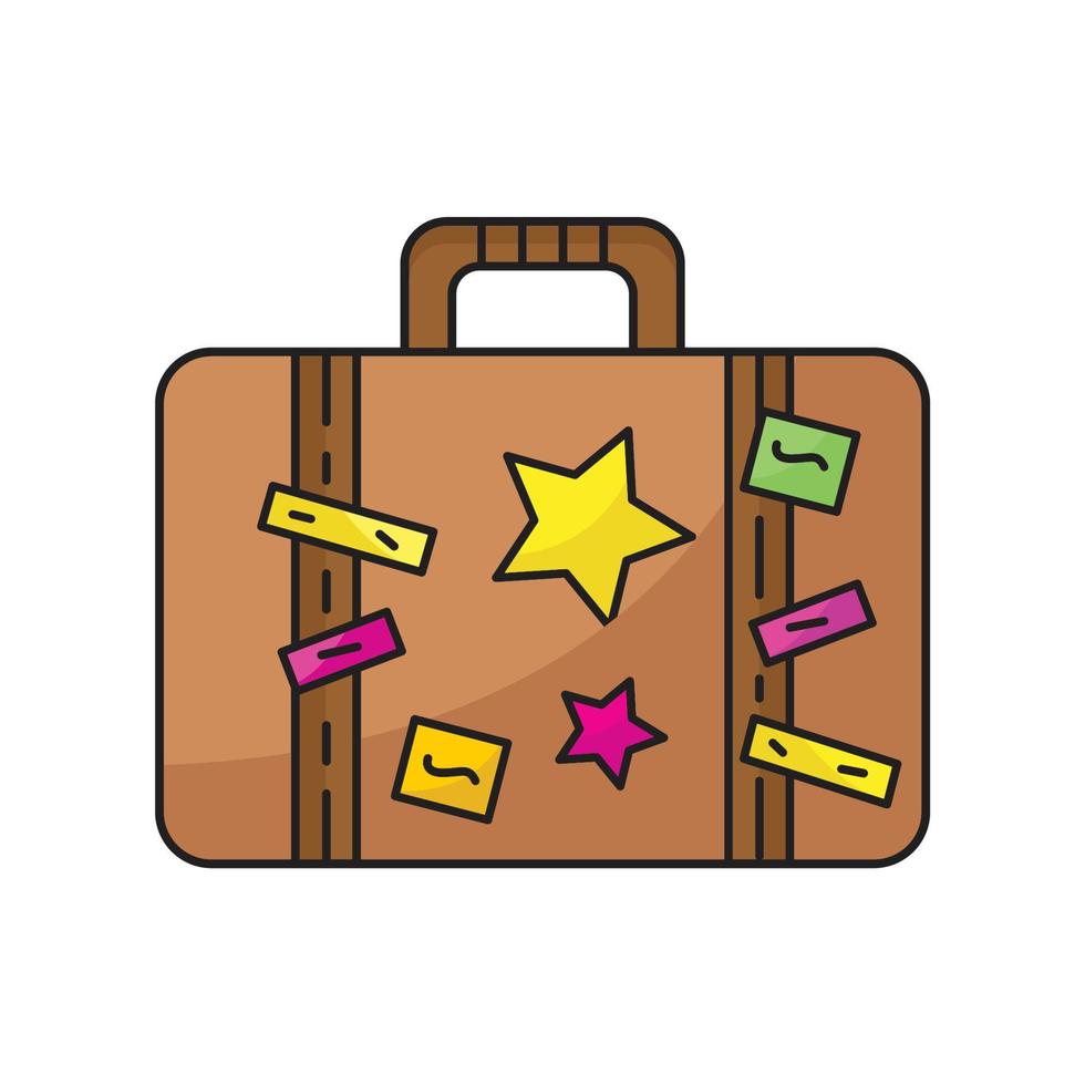 icône de couleur de contour de valise de voyage vecteur
