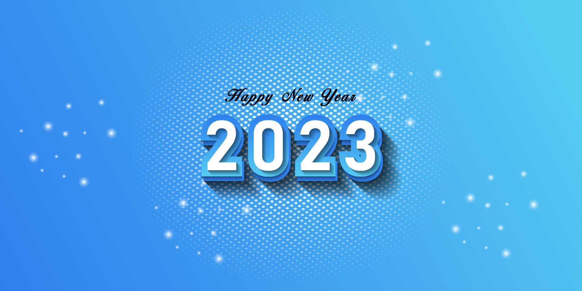 bonne année 2023 avec chiffres 3d et fond bleu vecteur