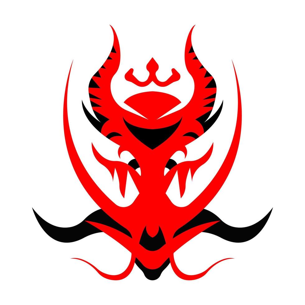 vecteur de tête de dragon noir et rouge