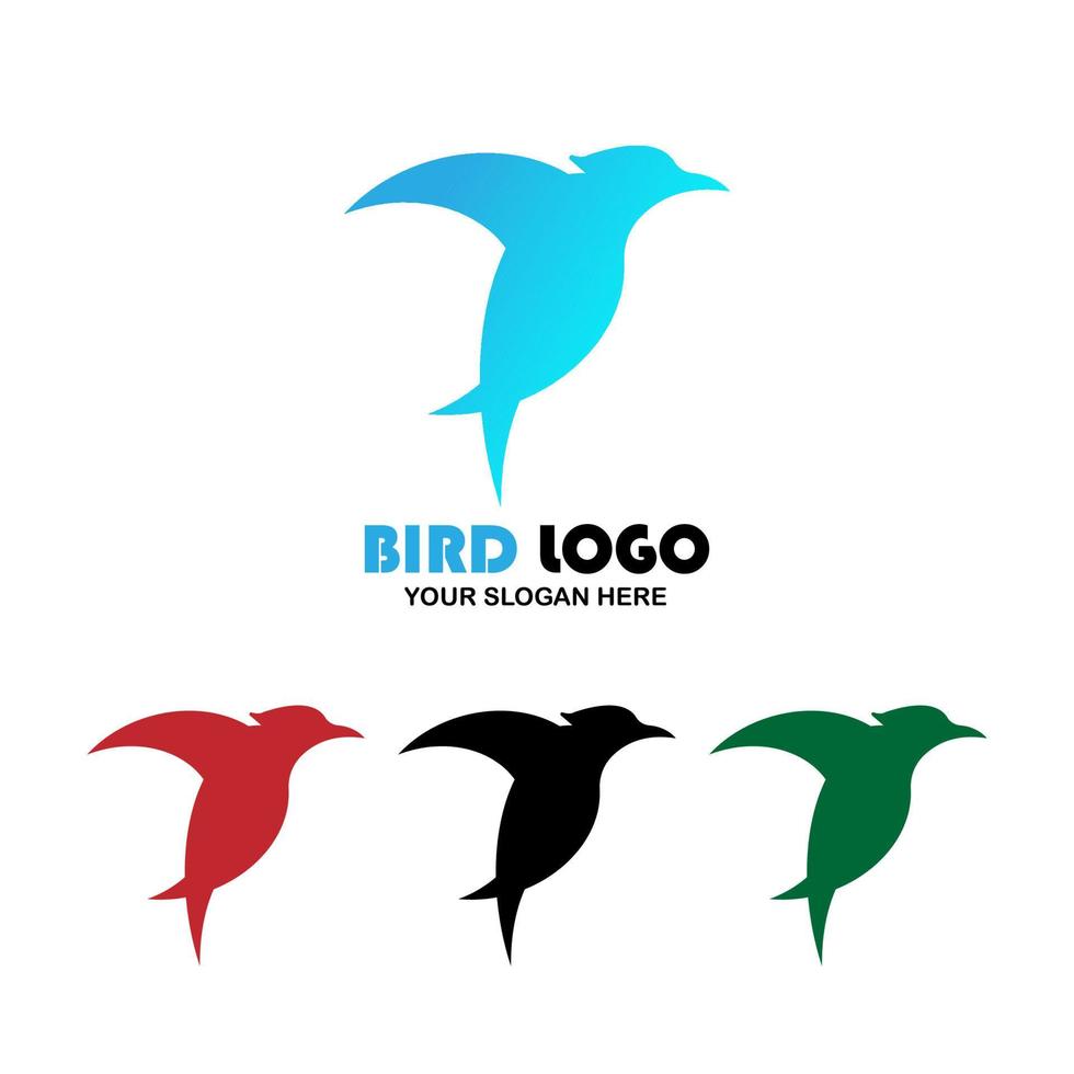 oiseau en bleu et trois autres choix de couleurs icône logo vecteur