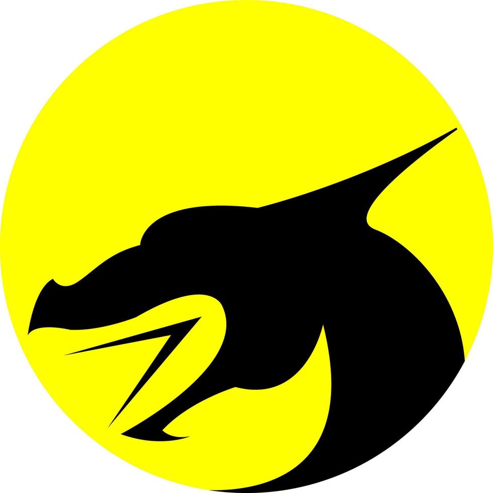 logo de fond jaune dragon noir vecteur