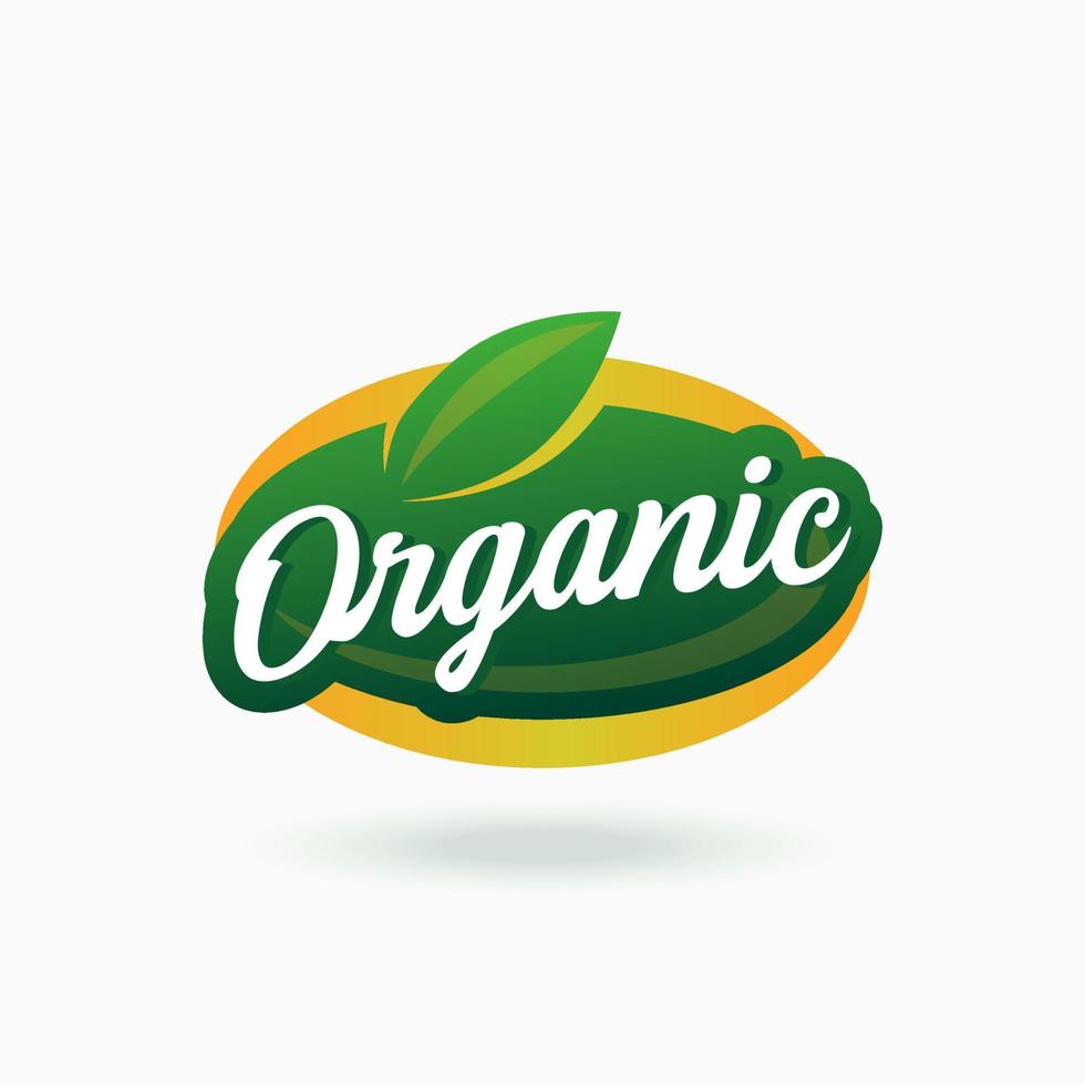 étiquette certifiée d'autocollant d'aliments biologiques verts. conception d'autocollant de produit isolé vecteur