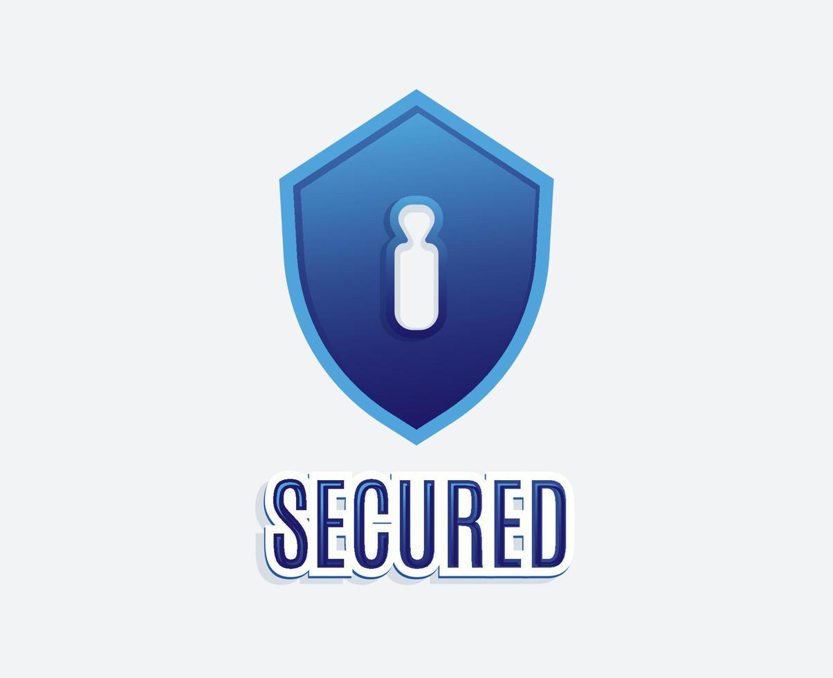 badge logo sécurisé bleu avec texte et icône de bouclier vecteur