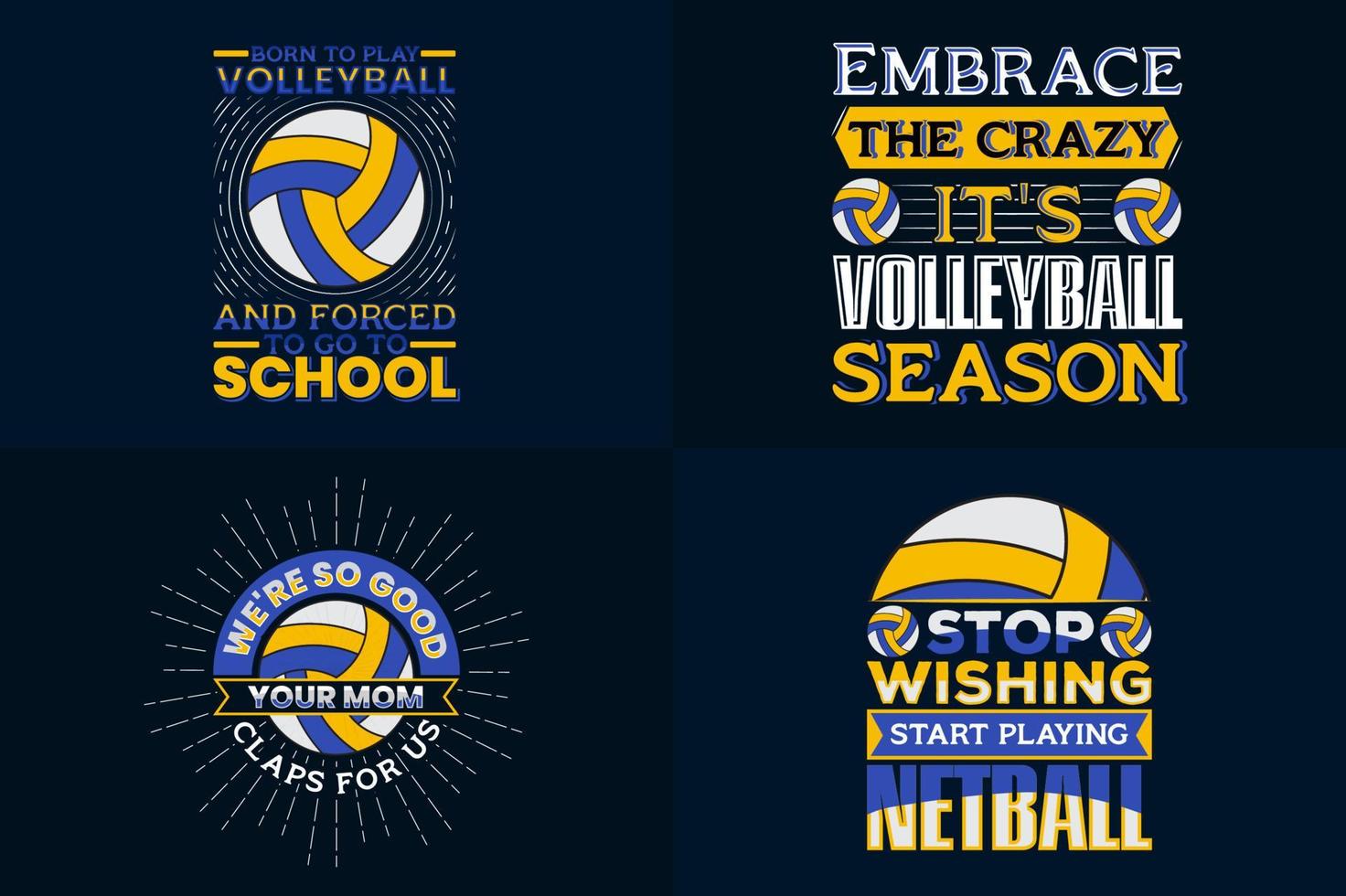 ensemble de conception de t-shirt de volley-ball, t-shirts de sport imprimés pour les joueurs de volley-ball vecteur