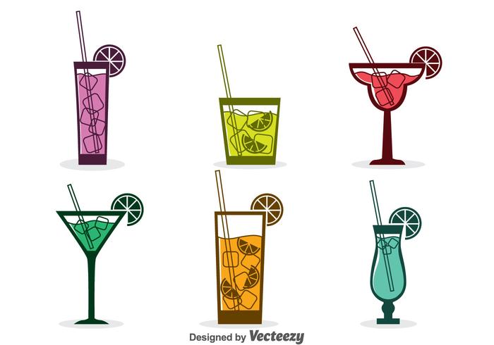 Vecteur varié d'icônes de cocktail