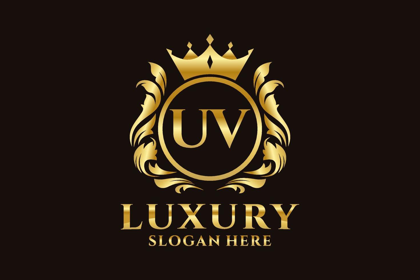modèle de logo de luxe royal de lettre uv initiale dans l'art vectoriel pour des projets de marque luxueux et d'autres illustrations vectorielles.