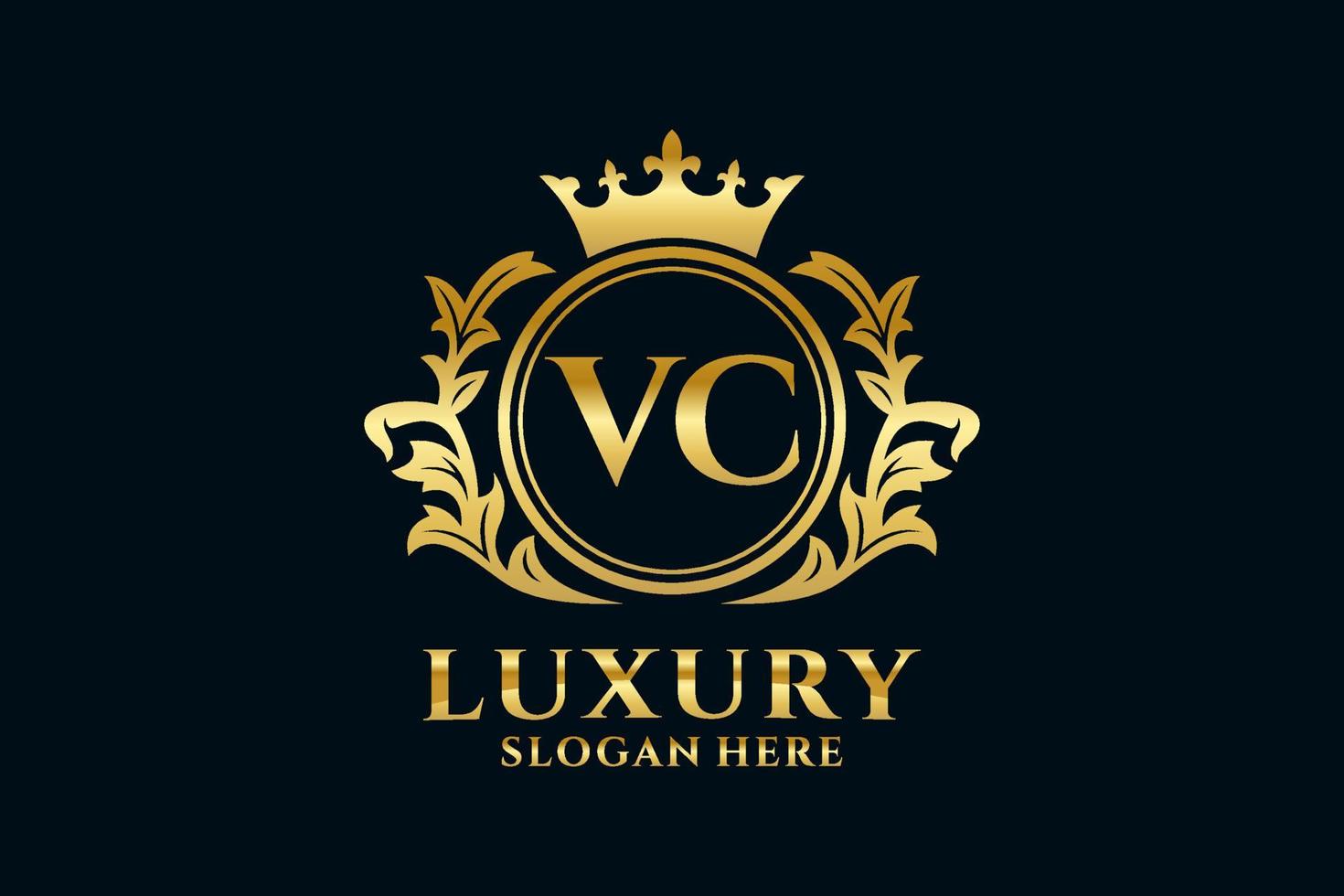 modèle de logo de luxe royal de lettre vc initial dans l'art vectoriel pour des projets de marque luxueux et d'autres illustrations vectorielles.