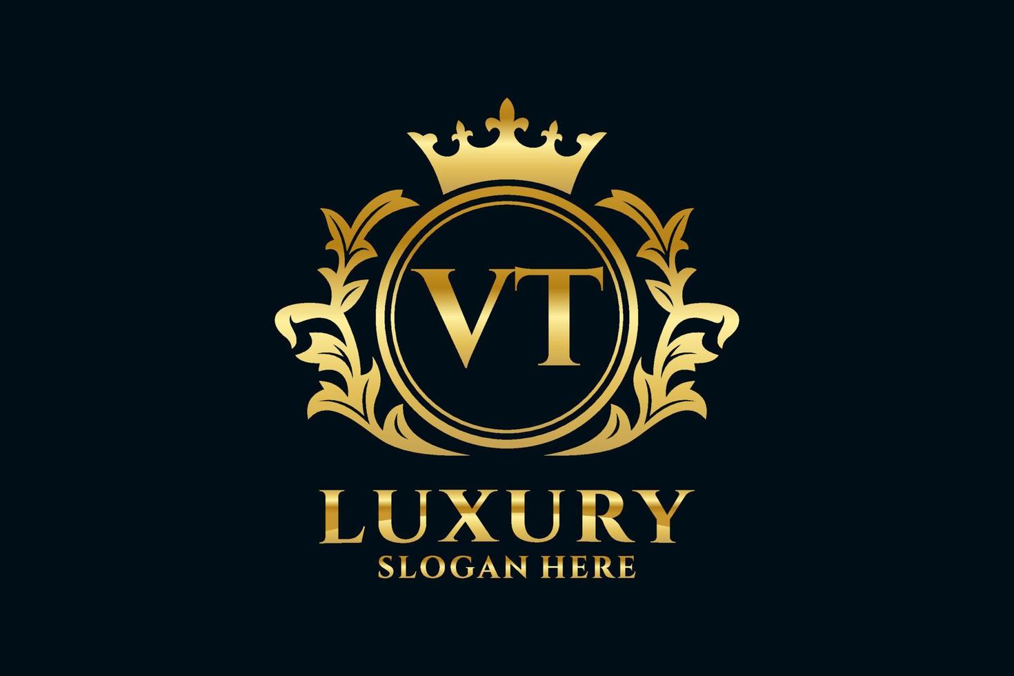 modèle de logo de luxe royal lettre initiale vt dans l'art vectoriel pour les projets de marque de luxe et autres illustrations vectorielles.
