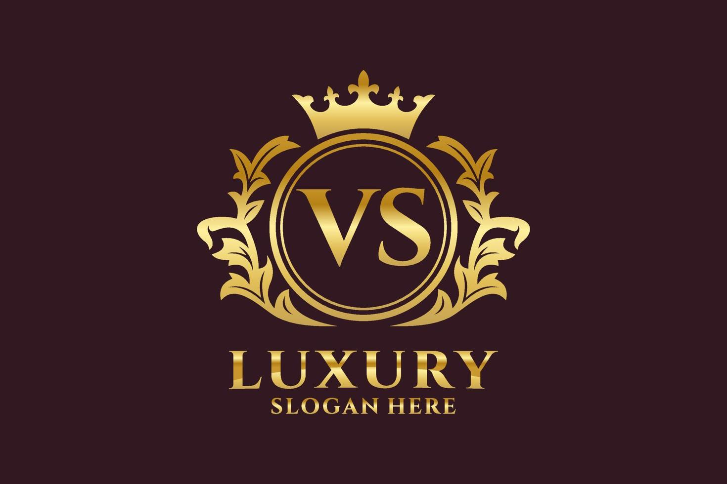 modèle de logo de luxe royal initial vs lettre dans l'art vectoriel pour les projets de marque de luxe et autres illustrations vectorielles.