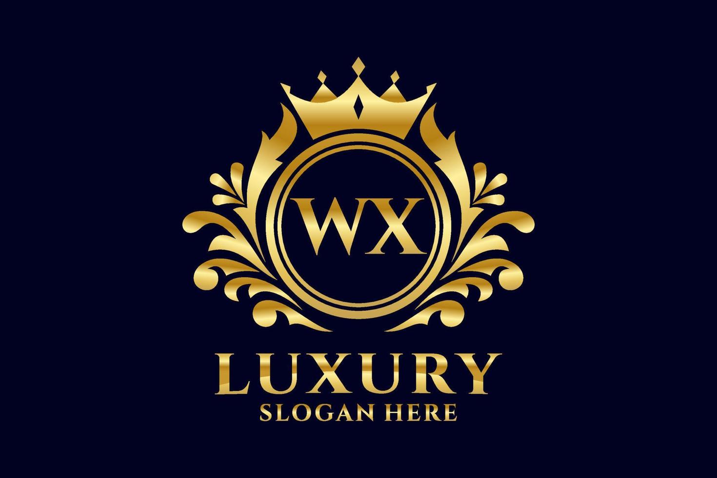 modèle de logo de luxe royal lettre initiale wx dans l'art vectoriel pour les projets de marque luxueux et autres illustrations vectorielles.