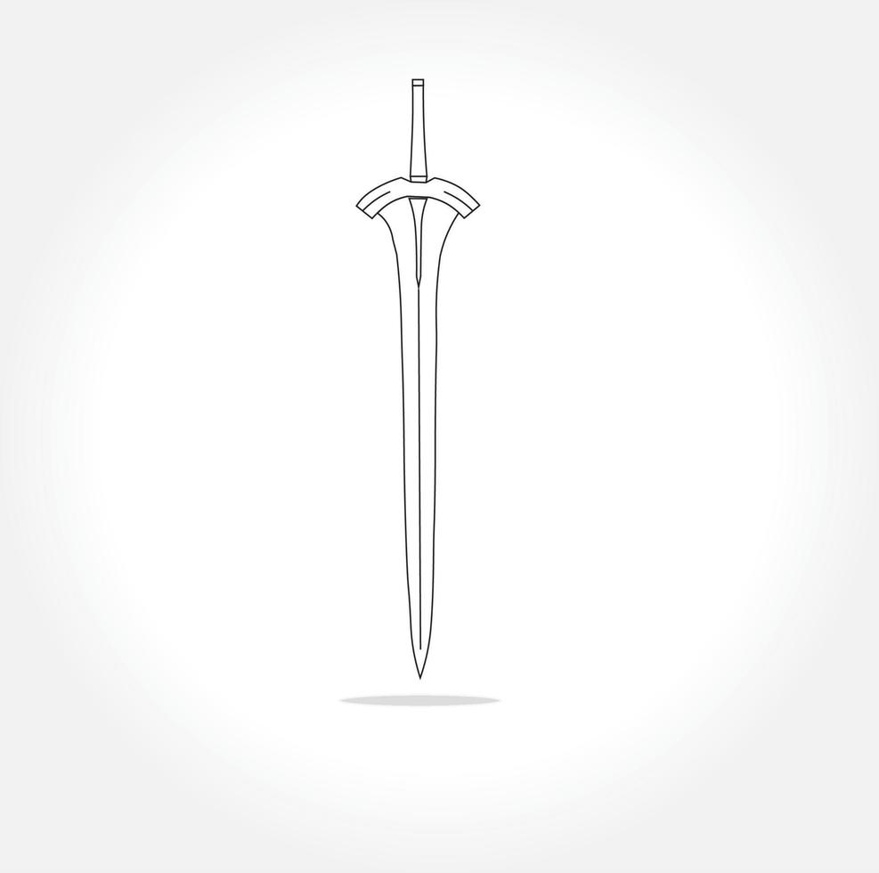 épée de chevalier. armes isolées de guerrier. art d'icône simple, épée d'armes en acier froid vecteur