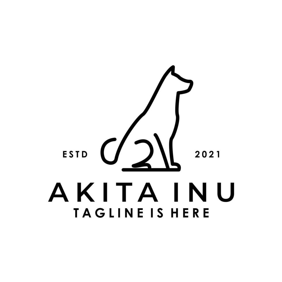 vecteur de conception de logo minimaliste simple chien akita inu