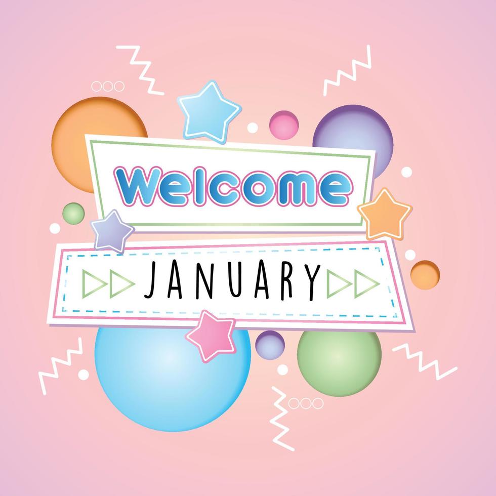 bienvenue janvier. vecteur de salutation, nouveau mois