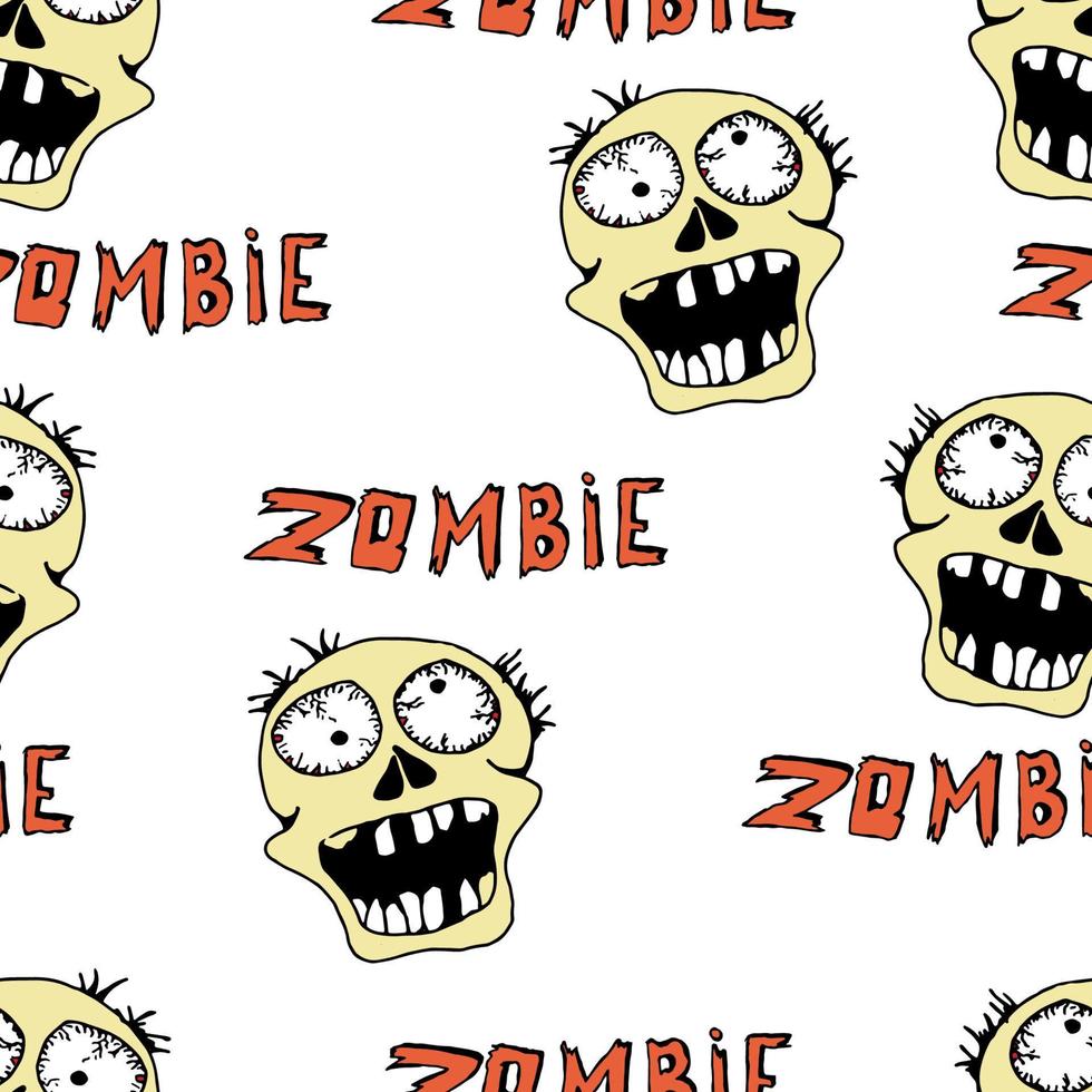 des motifs modernes dessinés à la main pour les adolescents avec un zombie. arrière-plans harmonieux pour la conception de textiles, de couvertures de téléphone, de sites Web, d'emballages cadeaux, de cahiers, de t-shirts, d'imprimés. vecteur