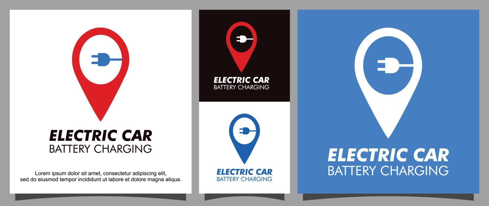 modèle de logo de station de charge de batterie de voiture électrique vecteur