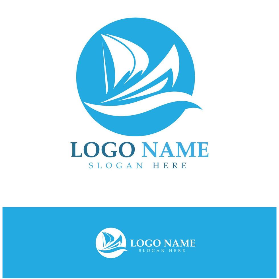 simple voilier dhow bateau sur mer océan vague art style logo design, croisières quotidiennes, voyage en mer, illustration d'icône vectorielle vecteur