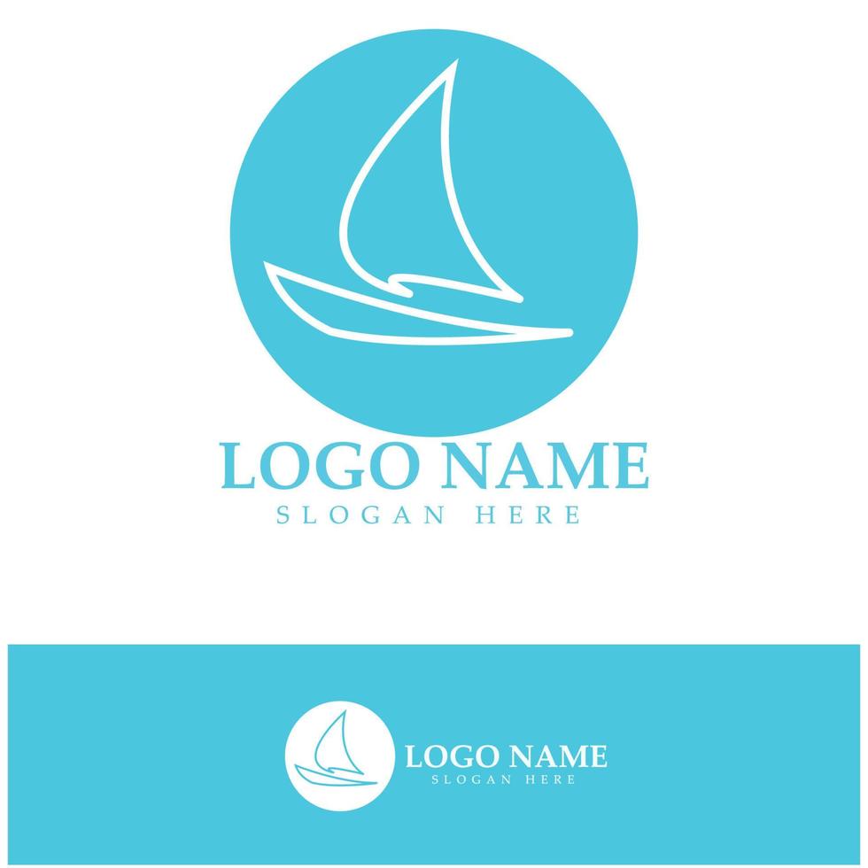 simple voilier dhow bateau sur mer océan vague art style logo design, croisières quotidiennes, voyage en mer, illustration d'icône vectorielle vecteur