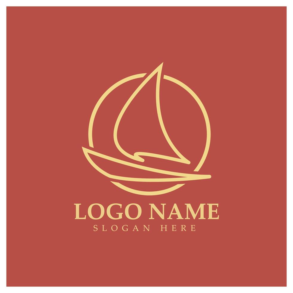 simple voilier dhow bateau sur mer océan vague art style logo design, croisières quotidiennes, voyage en mer, illustration d'icône vectorielle vecteur